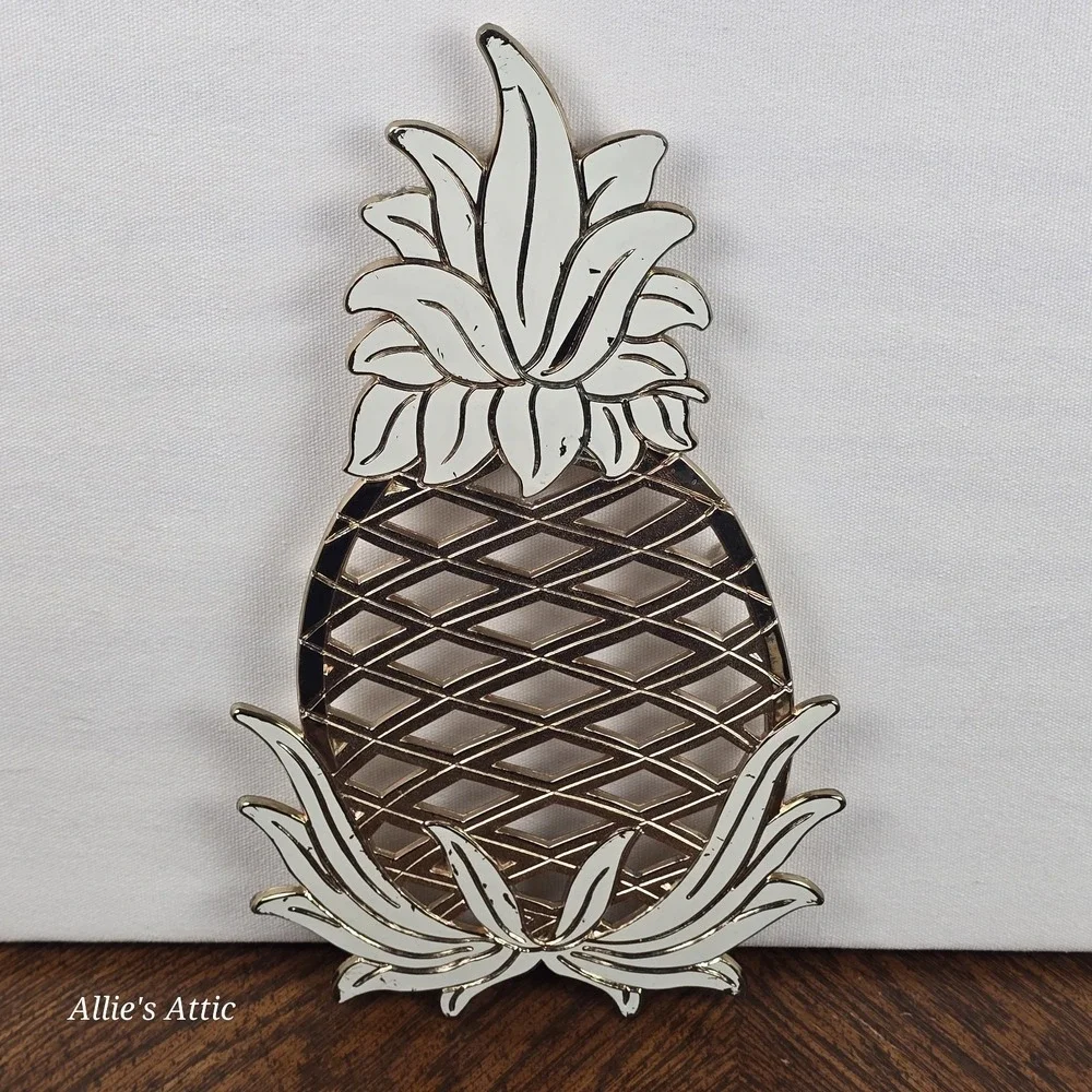 Pineapple Fruit Vintage Trivet Spoon Rest Hanging Wall Kitchen Decor Kitschy 12